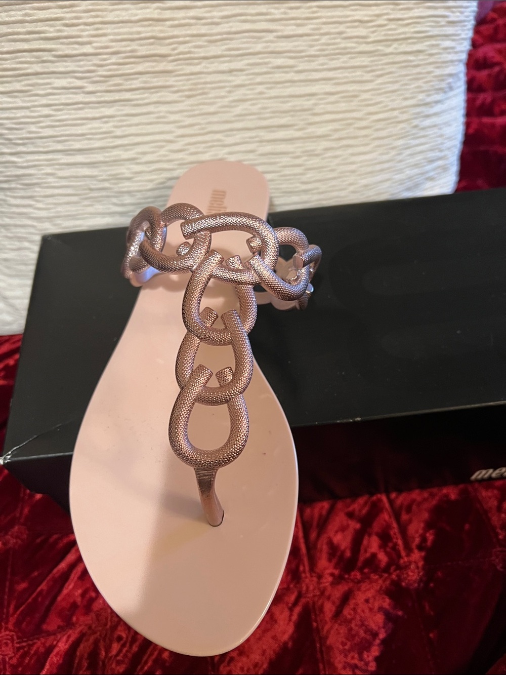 Melissa Success PVC Pink Chain T-Strap Sandal Sz8 NEW